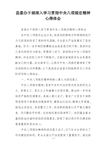 县委办干部深入学习贯彻中央八项规定精神心得体会