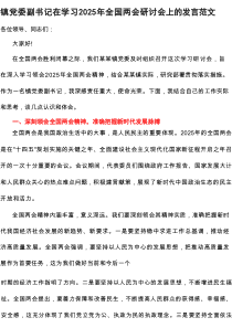 党委副书记在学习2025年全国两会研讨会上的发言范文