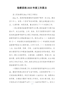 检察系统2025年度工作要点