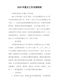 2025年重点工作安排财政