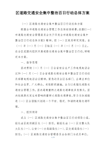 区道路交通安全集中整治百日行动总体方案
