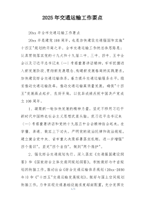 2025年交通运输工作要点