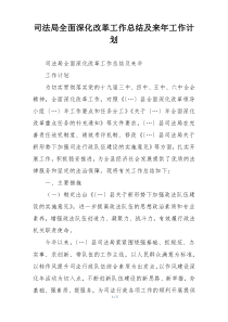 司法局全面深化改革工作总结及来年工作计划