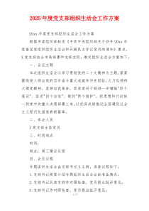 2025年度党支部组织生活会工作方案