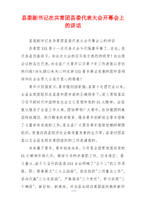 县委副书记在共青团县委代表大会开幕会上的讲话