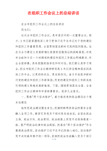 在组织工作会议上的总结讲话