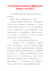 市生态环境局在巡回指导组主题教育总结评估座谈会上的汇报发言