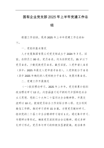 国有企业党支部2025年上半年党建工作总结