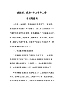 年镇党委、政府上半年工作总结的报告