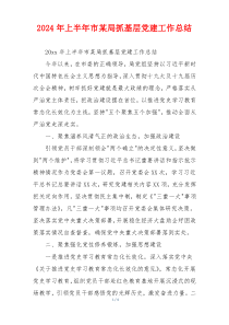 2024年上半年市某局抓基层党建工作总结