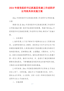 2024年度党组织书记抓基层党建工作述职评议考核具体实施方案