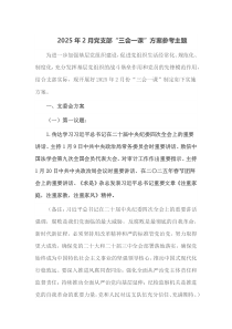 2025年2月党支部三会一课方案参考主题
