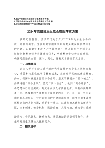 2025年党组民主生活会整改落实方案+国有企业民主生活会整改工作方案
