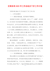 区商务局2025年工作总结及下步工作计划