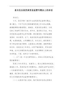 县长在全县民政资金监管专题会上的讲话