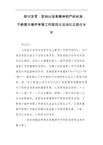 研讨发言坚持以改革精神和严的标准不断提升案件审理工作规范化法治化正规化水平