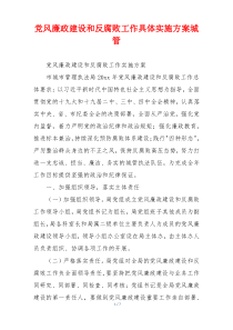 党风廉政建设和反腐败工作具体实施方案城管