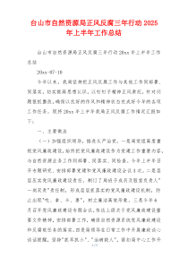 台山市自然资源局正风反腐三年行动2025年上半年工作总结