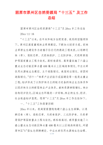 固原市原州区自然资源局“十三五”及工作总结