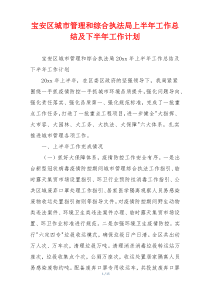 宝安区城市管理和综合执法局上半年工作总结及下半年工作计划