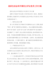 组织生活会和开展民主评议党员工作方案