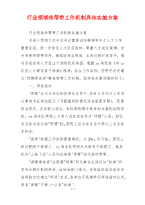 行业领域传帮带工作机制具体实施方案