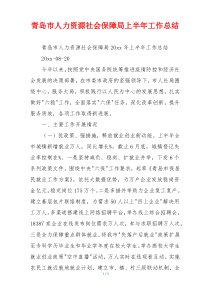 青岛市人力资源社会保障局上半年工作总结