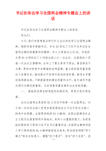 书记在传达学习全国两会精神专题会上的讲话