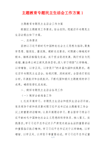 主题教育专题民主生活会工作方案1