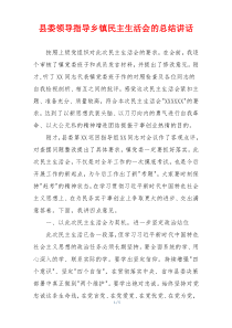 县委领导指导乡镇民主生活会的总结讲话