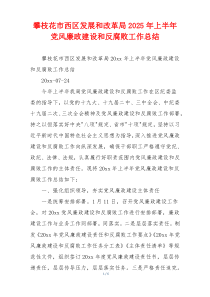 攀枝花市西区发展和改革局2025年上半年党风廉政建设和反腐败工作总结