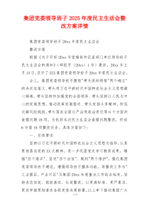 集团党委领导班子2025年度民主生活会整改方案详情