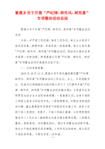 紫溪乡关于开展“严纪律、转作风、树形象”专项整治活动总结