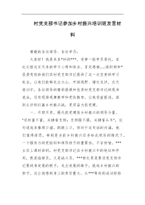 村党支部书记参加乡村振兴培训班发言材料