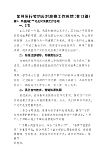 某县厉行节约反对浪费工作总结（精选12篇）