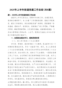 2025年上半年街道党建工作总结（8篇精选）