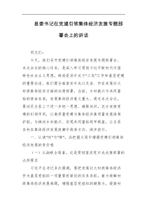 县委书记在党建引领集体经济发展专题部署会上的讲话