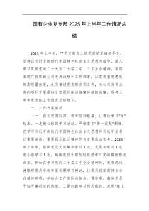 国有企业党支部2025年上半年工作情况总结