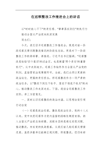 在巡察整改工作推进会上的讲话