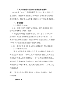 市人大常委会机关2025年普法责任清单