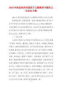 2024年度县政府党组班子主题教育专题民主生活会方案