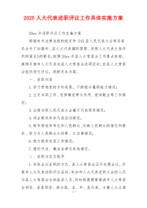 2025人大代表述职评议工作具体实施方案