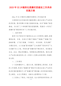 2025年XX乡镇深化清廉村居建设工作具体实施方案