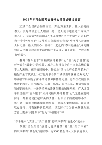 2025年学习全国两会精神心得体会研讨发言（附学习宣贯2024年全国两会精神实施方案）精选
