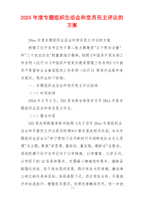 2025年度专题组织生活会和党员民主评议的方案