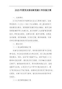 2025年度党支部创新党建工作实施方案