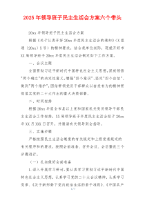 2025年领导班子民主生活会方案六个带头
