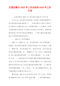 区委巡察办2025年工作总结和2025年工作计划