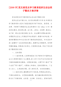 [2300字]党支部党史学习教育组织生活会班子整改方案详情