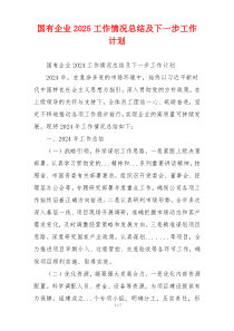 国有企业2025工作情况总结及下一步工作计划
